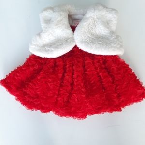 Cat & Jack Red Sleeveless Dress with Faux fur vest 0-3 months